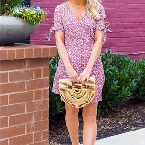 Polka Dot Tie Sleeve Shirt Dress
